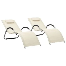 Sonnenliegen 2 Einheiten cremefarbenes und graues Textilene von vidaXL, Liegen - Ref: Foro24-310518, Preis: 133,60 €, Rabatt: %