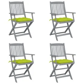 Sillas de jardín plegables 4 uds cojines madera maciza acacia de vidaXL, Sillas de jardín - Ref: Foro24-3064535, Precio: 185,...