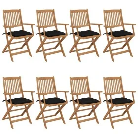8 pcs folding garden chairs and solid acacia wood cushions by vidaXL, Garden chairs - Ref: Foro24-3074989, Price: 440,02 €, D...