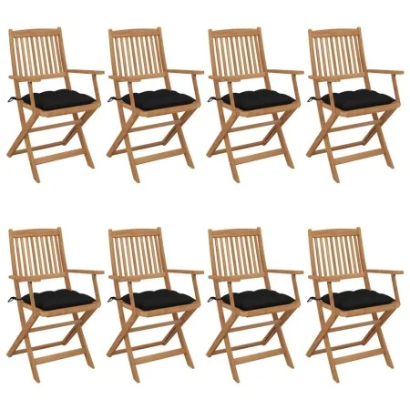 8 pcs folding garden chairs and solid acacia wood cushions by vidaXL, Garden chairs - Ref: Foro24-3074989, Price: 440,02 €, D...