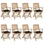 8 pcs folding garden chairs and solid acacia wood cushions by vidaXL, Garden chairs - Ref: Foro24-3074989, Price: 440,02 €, D...