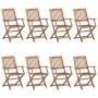 8 pcs folding garden chairs and solid acacia wood cushions by vidaXL, Garden chairs - Ref: Foro24-3074989, Price: 440,02 €, D...