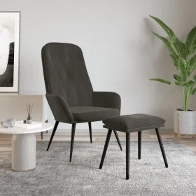 Sillón de relax con taburete terciopelo gris oscuro de vidaXL, Sillones - Ref: Foro24-3097620, Precio: 116,47 €, Descuento: %