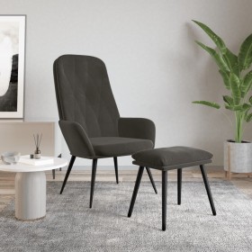 Sillón de relax con taburete terciopelo gris oscuro de vidaXL, Sillones - Ref: Foro24-3097620, Precio: 117,91 €, Descuento: %