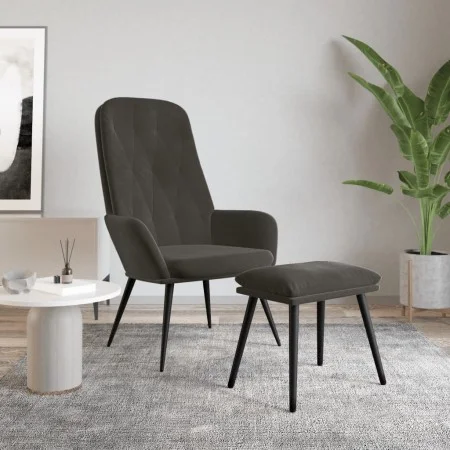 Relaxation armchair with dark gray velvet stool by vidaXL, Armchairs - Ref: Foro24-3097620, Price: 116,47 €, Discount: %