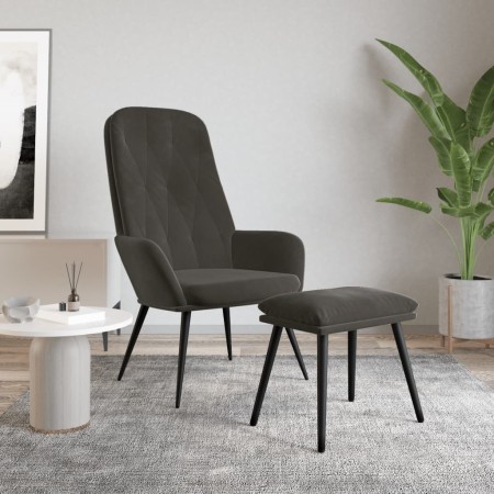 Sillón de relax con taburete terciopelo gris oscuro de vidaXL, Sillones - Ref: Foro24-3097620, Precio: 117,91 €, Descuento: %