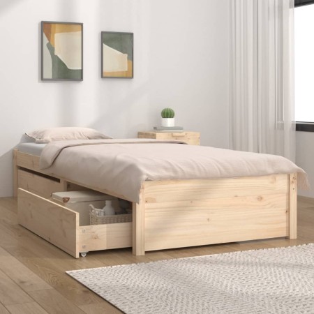 Estructura de cama individual con cajones 75x190 cm de vidaXL, Camas y somieres - Ref: Foro24-3103453, Precio: 148,15 €, Desc...