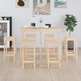 Set de bar 7 piezas madera maciza de pino de vidaXL, muebles para cocinas y comedores - Ref: Foro24-3124707, Precio: 392,52 €...