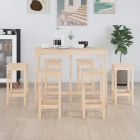 Set de bar 7 piezas madera maciza de pino de vidaXL, muebles para cocinas y comedores - Ref: Foro24-3124707, Precio: 386,12 €...