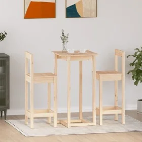 Set de bar 3 piezas madera maciza de pino de vidaXL, muebles para cocinas y comedores - Ref: Foro24-3124732, Precio: 131,37 €...