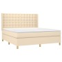 Cama box spring con colchón tela color crema 160x200 cm de vidaXL, Camas y somieres - Ref: Foro24-3132326, Precio: 615,73 €, ...