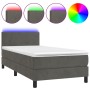 Cama box spring colchón y LED terciopelo gris oscuro 100x200 cm de vidaXL, Camas y somieres - Ref: Foro24-3134268, Precio: 30...