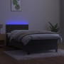 Cama box spring colchón y LED terciopelo gris oscuro 100x200 cm de vidaXL, Camas y somieres - Ref: Foro24-3134268, Precio: 30...