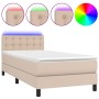 Cama box spring colchón LED cuero sintético capuchino 90x190 cm de vidaXL, Camas y somieres - Ref: Foro24-3134200, Precio: 29...