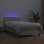 Cama box spring colchón LED cuero sintético capuchino 90x190 cm de vidaXL, Camas y somieres - Ref: Foro24-3134200, Precio: 29...