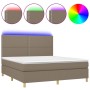 Cama box spring colchón y luces LED tela gris taupe 160x200 cm de vidaXL, Camas y somieres - Ref: Foro24-3135369, Precio: 591...