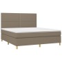 Cama box spring colchón y luces LED tela gris taupe 160x200 cm de vidaXL, Camas y somieres - Ref: Foro24-3135369, Precio: 591...