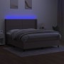 Cama box spring colchón y luces LED tela gris taupe 160x200 cm de vidaXL, Camas y somieres - Ref: Foro24-3138249, Precio: 605...