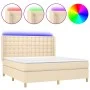 Boxspringbett-Matratze und LED-Leuchten, cremefarbener Stoff, 160 x 200 cm von vidaXL, Betten und Lattenroste - Ref: Foro24-3...
