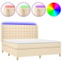 Cama box spring colchón y luces LED tela crema 160x200 cm de vidaXL, Camas y somieres - Ref: Foro24-3139210, Precio: 624,94 €...