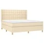 Boxspringbett-Matratze und LED-Leuchten, cremefarbener Stoff, 160 x 200 cm von vidaXL, Betten und Lattenroste - Ref: Foro24-3...