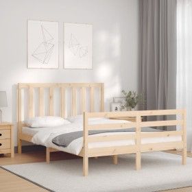 Estructura de cama de matrimonio con cabecero madera maciza de vidaXL, Camas y somieres - Ref: Foro24-3193826, Precio: 116,63...