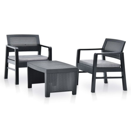 Juego de muebles de jardín 3 piezas plástico gris antracita de vidaXL, Conjuntos de jardín - Ref: Foro24-48824, Precio: 205,4...