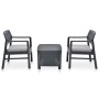 Juego de muebles de jardín 3 piezas plástico gris antracita de vidaXL, Conjuntos de jardín - Ref: Foro24-48824, Precio: 205,4...