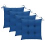Sillas de jardín 4 uds madera maciza de teca con cojines azules de vidaXL, Sillas de jardín - Ref: Foro24-3065642, Precio: 39...