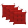 Sillas de jardín 3 uds madera maciza de teca con cojines rojos de vidaXL, Sillas de jardín - Ref: Foro24-3062535, Precio: 238...