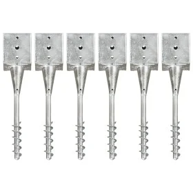 Picas de tierra 6 uds acero galvanizado plateado 12x12x56 cm by vidaXL, Spikes for anchoring in the ground - Ref: Foro24-1454...