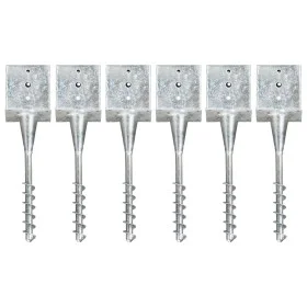 Picas de tierra 6 uds acero galvanizado plateado 14x14x58 cm by vidaXL, Spikes for anchoring in the ground - Ref: Foro24-1454...