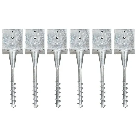 Picas de tierra 6 uds acero galvanizado plateado 14x14x58 cm by vidaXL, Spikes for anchoring in the ground - Ref: Foro24-1454...