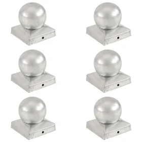 Pfostenkappen 6 Stück aus verzinktem Metall, Kugelende 91x91 mm. von vidaXL, Zubehör für Tore und Zäune - Ref: Foro24-145499,...