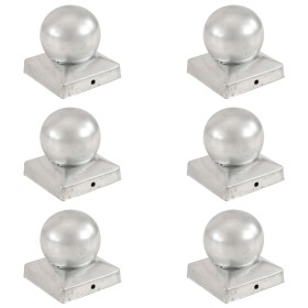 Tapas para postes 6 uds metal galvanizado globo final 91x91 mm de vidaXL, Accesorios para rejas y vallas - Ref: Foro24-145499...