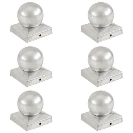 Pfostenkappen 6 Stück aus verzinktem Metall, Kugelende 91x91 mm. von vidaXL, Zubehör für Tore und Zäune - Ref: Foro24-145499,...