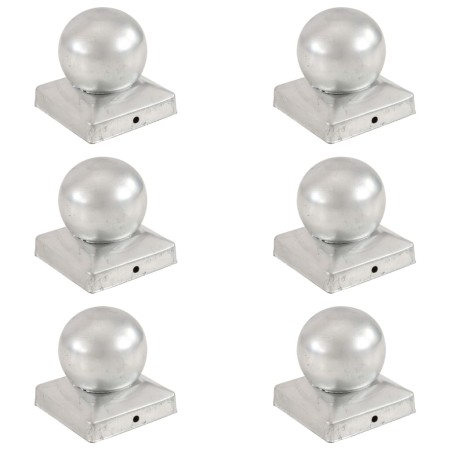 Tapas para postes 6 uds metal galvanizado globo final 91x91 mm de vidaXL, Accesorios para rejas y vallas - Ref: Foro24-145499...