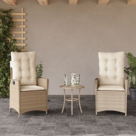 Sillones reclinables de jardín con cojines beige 2 uds ratán PE de vidaXL, Sillas de jardín - Ref: Foro24-365268, Precio: 227...