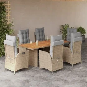Set comedor de jardín 7 pzas con cojines ratán sintético beige by vidaXL, Garden sets - Ref: Foro24-3213148, Price: 947,39 €,...