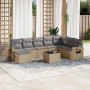 Set de sofás de jardín 9 pzas con cojines ratán sintético beige en Conjuntos de jardín | Comprar online en Foru.es