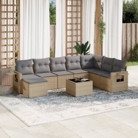 Set de sofás de jardín 9 pzas con cojines ratán sintético beige en Conjuntos de jardín | Comprar online en Foru.es
