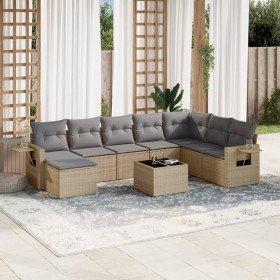 Set de sofás de jardín 9 pzas con cojines ratán sintético beige en Conjuntos de jardín | Comprar online en Foru.es