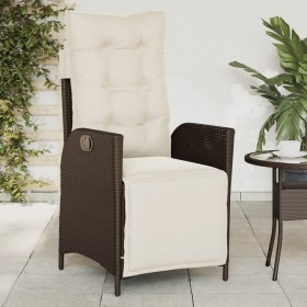 Sillón reclinable de jardín con reposapiés ratán PE marrón de vidaXL, Sillas de jardín - Ref: Foro24-365282, Precio: 119,97 €...