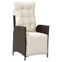 Sillón reclinable de jardín con reposapiés ratán PE marrón de vidaXL, Sillas de jardín - Ref: Foro24-365282, Precio: 119,97 €...