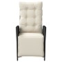 Sillón reclinable de jardín con reposapiés ratán PE negro de vidaXL, Sillas de jardín - Ref: Foro24-365280, Precio: 116,64 €,...