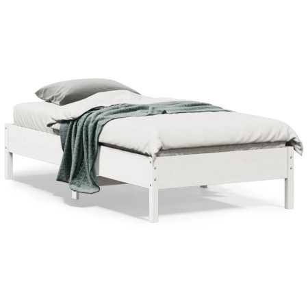 Estructura de cama madera maciza de pino blanco 90x190 cm de vidaXL, Camas y somieres - Ref: Foro24-842727, Precio: 88,73 €, ...