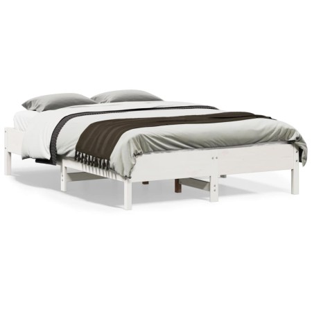 Estructura de cama madera maciza de pino blanco 135x190 cm de vidaXL, Camas y somieres - Ref: Foro24-842719, Precio: 117,07 €...