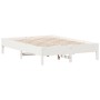 Estructura de cama madera maciza de pino blanco 135x190 cm de vidaXL, Camas y somieres - Ref: Foro24-842719, Precio: 117,07 €...