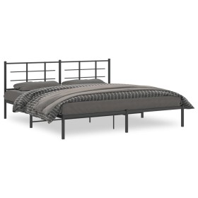 Estructura de cama con cabecero metal negro 193x203 cm de vidaXL, Camas y somieres - Ref: Foro24-355567, Precio: 111,24 €, De...