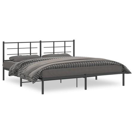 Estructura de cama con cabecero metal negro 193x203 cm de vidaXL, Camas y somieres - Ref: Foro24-355567, Precio: 111,24 €, De...